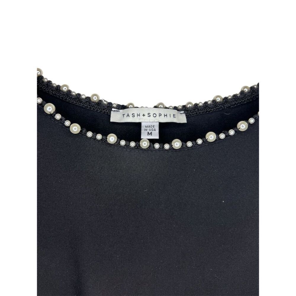 NWT Tash + Sophie Women's Black Pearl Trim Sleeveless Dress Size M - Picture 3 of 10